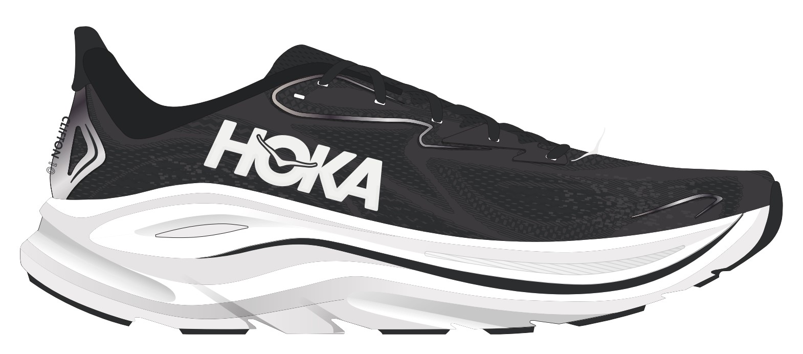 Hoka One One Clifton 10 Men 1162030 BWHT 11D Running Shoes Black White Q Shoes – Clifton 10 sneakers main image 2