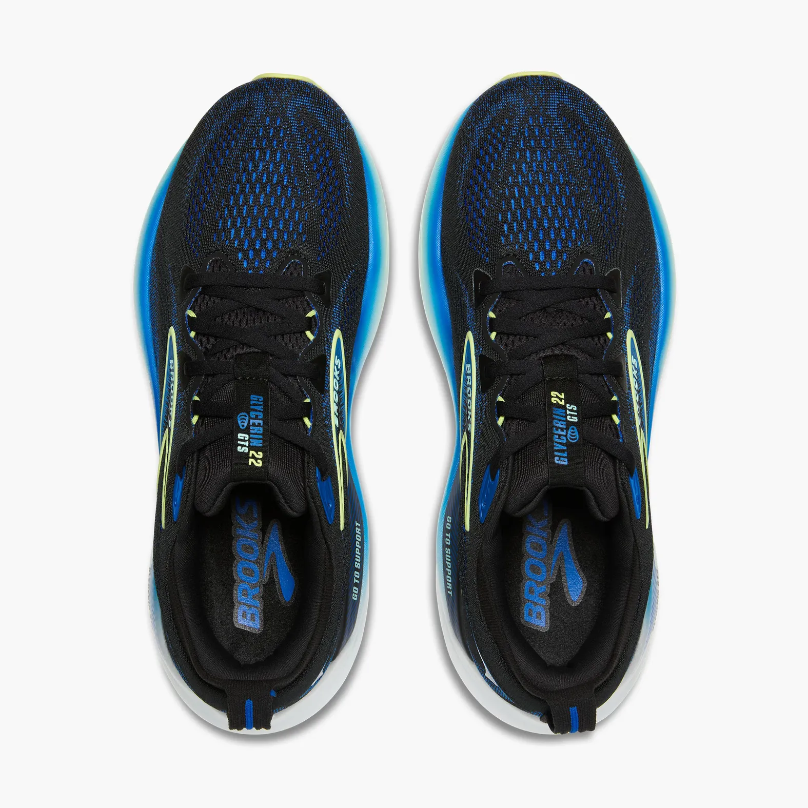 PREOWNED GOOD Brooks Glycerin GTS 22 Mens 9.5 2E Black/Country Blue/Orange Pop Brooks Glycerin Gts 22 [1104461D063] Men Running Shoes Black  main image 4